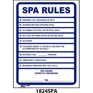 18"x24" Spa Rules Sign